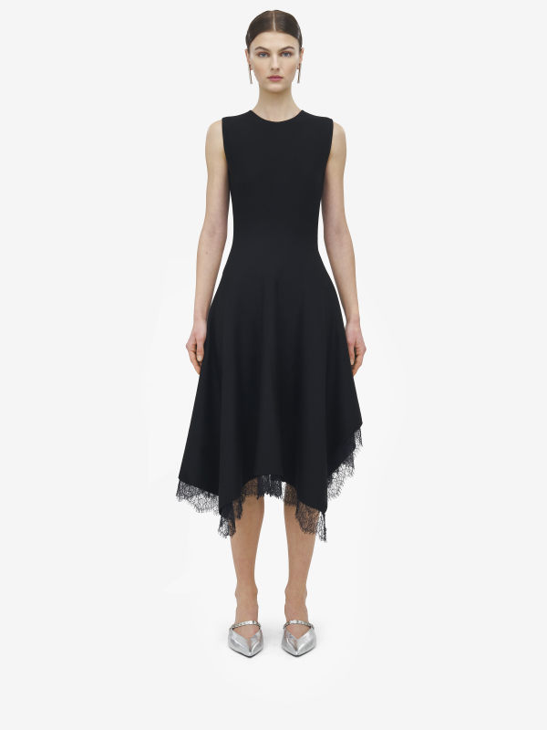 ALEXANDER MCQUEEN - Lace Detail Asymmetric Dress - Item 839750Q1BEG5139